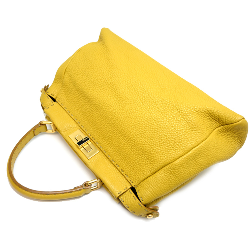 Fendi Peekaboo Medium Selleria Women's Handbag 8BN226 Leather Yellow - Picture 3 of 10